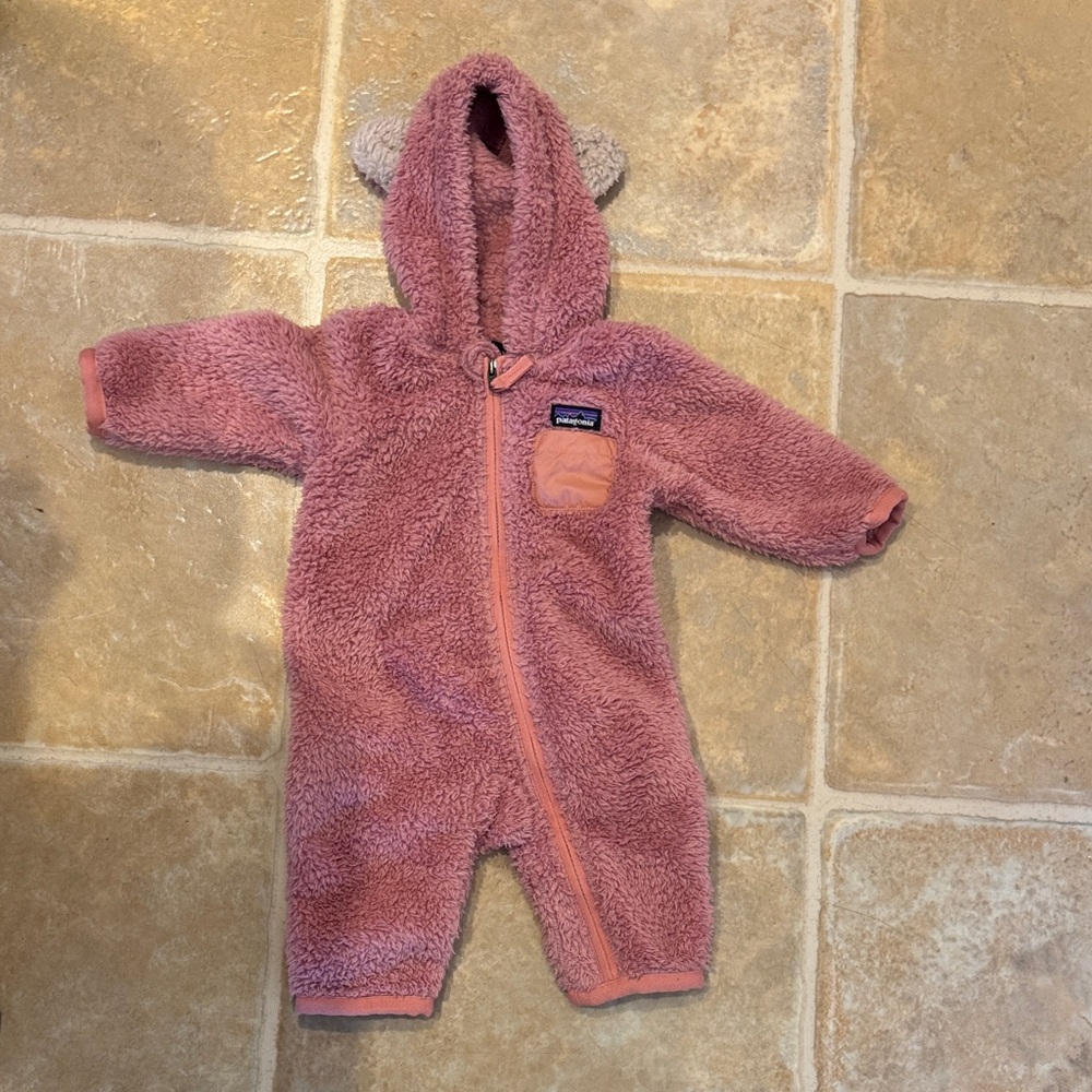 Patagonia Pink Fleece Kids Bodysuit Bunting